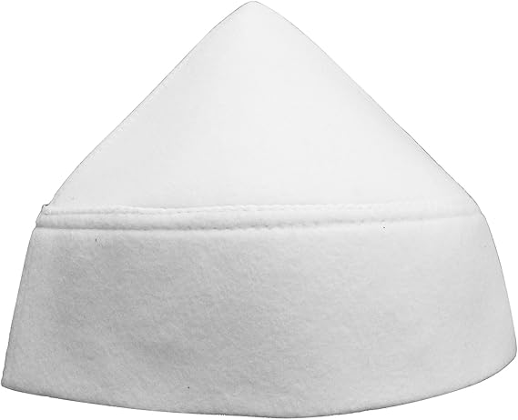 TheKufi White Naqshbandi Sufi Taj Faux Felt Pointed Kufi Hat