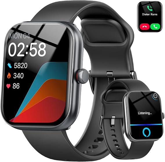 Smart Watch for Women Men, Alexa Built-in, Smartwatch for iPhone & Android Bluetooth Call, 1.91" HD Fitness Tracker with Heart Rate/SpO2/Sleep Monitor, IP68 Waterproof, Fitness Watch 100+ Sports Modes