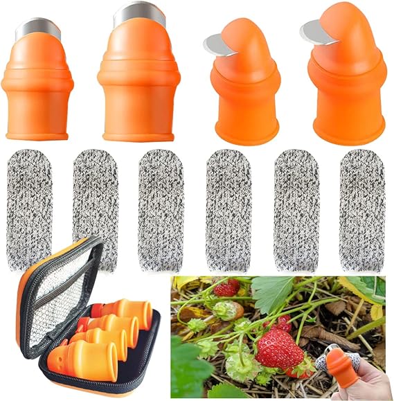 Garden Silicone Thumb Knife, Harvesting Tools for Garden, Harvesting Knife with Cut Resistant Finger Cots, Garden Tool Set for Trimming Plant, Gardening Gifts and Kitchen Help