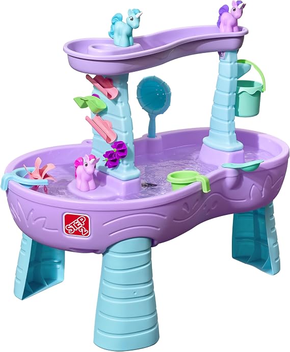 Step2 Rain Showers and Unicorns Water Table for Kids, Toddler Outdoor Sensory Play Table, 13 Accessories, Pink, Ages 18 Months+