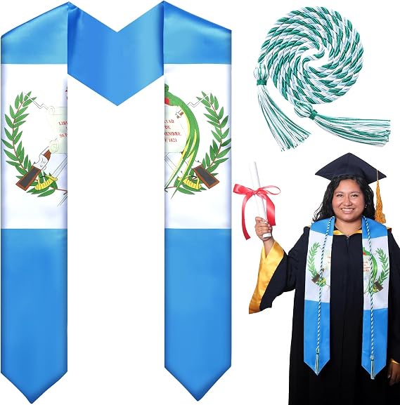 JaGely Country Flag Graduation Stole Sash Honor Cords Class of 2026 First Generation Grad Stole for International Students