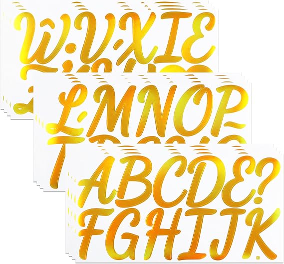 12 Sheets 2.5 Inch Vinyl Gold Letter Stickers, 160 Pieces