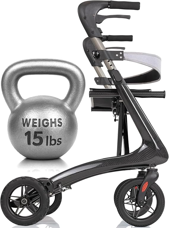 Vive Mobility Carbon Ultralight Rollator Walker - 4 Wheel Lightweight