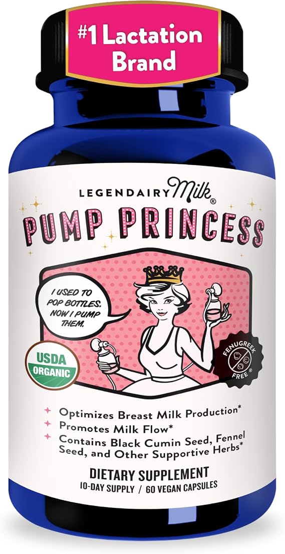 Legendairy Milk Pump Princess Lactation Supplement, Fenugreek Free, 60 Ct | 1200 mg Organic Black Cumin, Fennel and Dill Support For Milk Supply and Digestion; Fenugreek-Free Breastfeeding Supplement