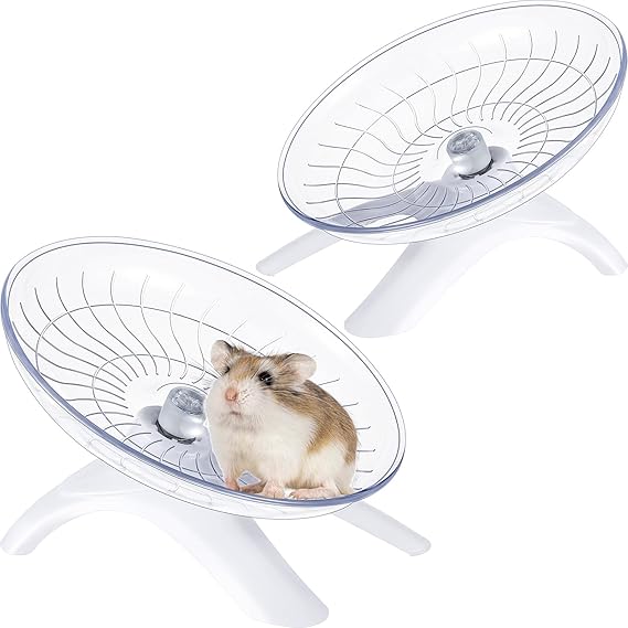Thyle 2 Pieces Hamster Flying Saucer Silent Running Exercise Wheel Fitness Hamster Toys Silent Exercise Wheel for Hamsters Gerbils Mice Hedgehog Guinea Pig and Other Small Pets