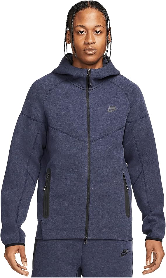 Nike Sportswear Tech Fleece Windrunner Men's Full-Zip Hoodie (OBSIDIANHEATHER/BLACK, FB7921-473) Size Small Tall