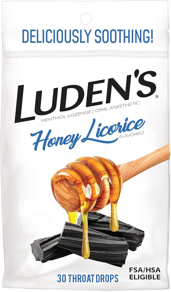 Luden's Sore Throat Relief Drops, Honey Licorice, 30 Count