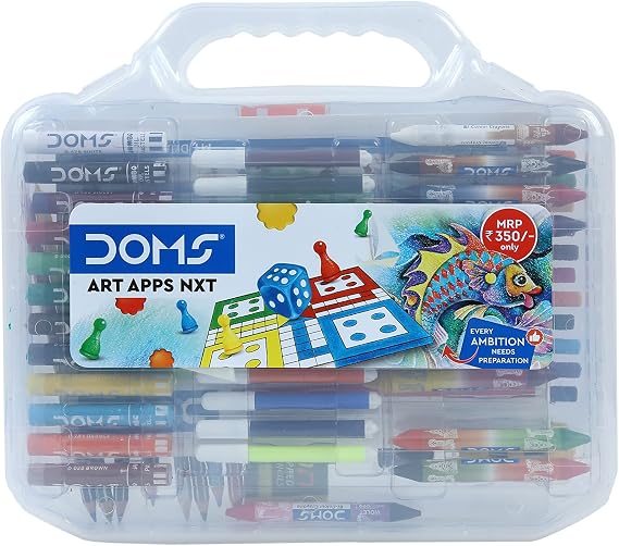 Doms Art Apps Nxt Kit With Plastic Carry Case | Perfect Value Pack | Kit For School Essentials | Gifting Range For Kids | Combination of 9 Stationery Items