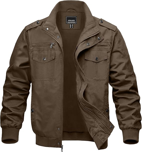 MAGNIVIT Men's Military Jackets Lightweight Full Zip Army Cargo Jacket