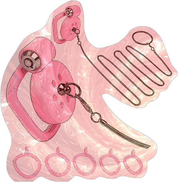 Men's Mini Protection Cage with Metal Chain and 5 Rings -A18WUS (Pink:B)