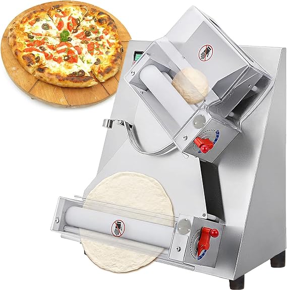 Commercial Pizza Dough Roller Sheeter, Max 11", Automatic 370W Electric Pizza Dough Roller, Stainless Steel, Suitable for Noodle, Pizza Bread and Pasta Maker Equipment
