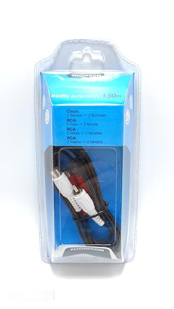 THOMSON RCA Ses Uzatma Kablosu, 1.5 Metre, Dişi-Erkek, 2'li, Siyah