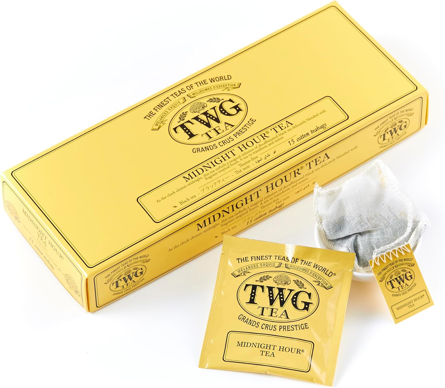 TWG Tea | Midnight Hour Tea | BlackTea | Fragrant Tropical Fruits | 15 Hand Sewn Cotton Teabags | Gift Set