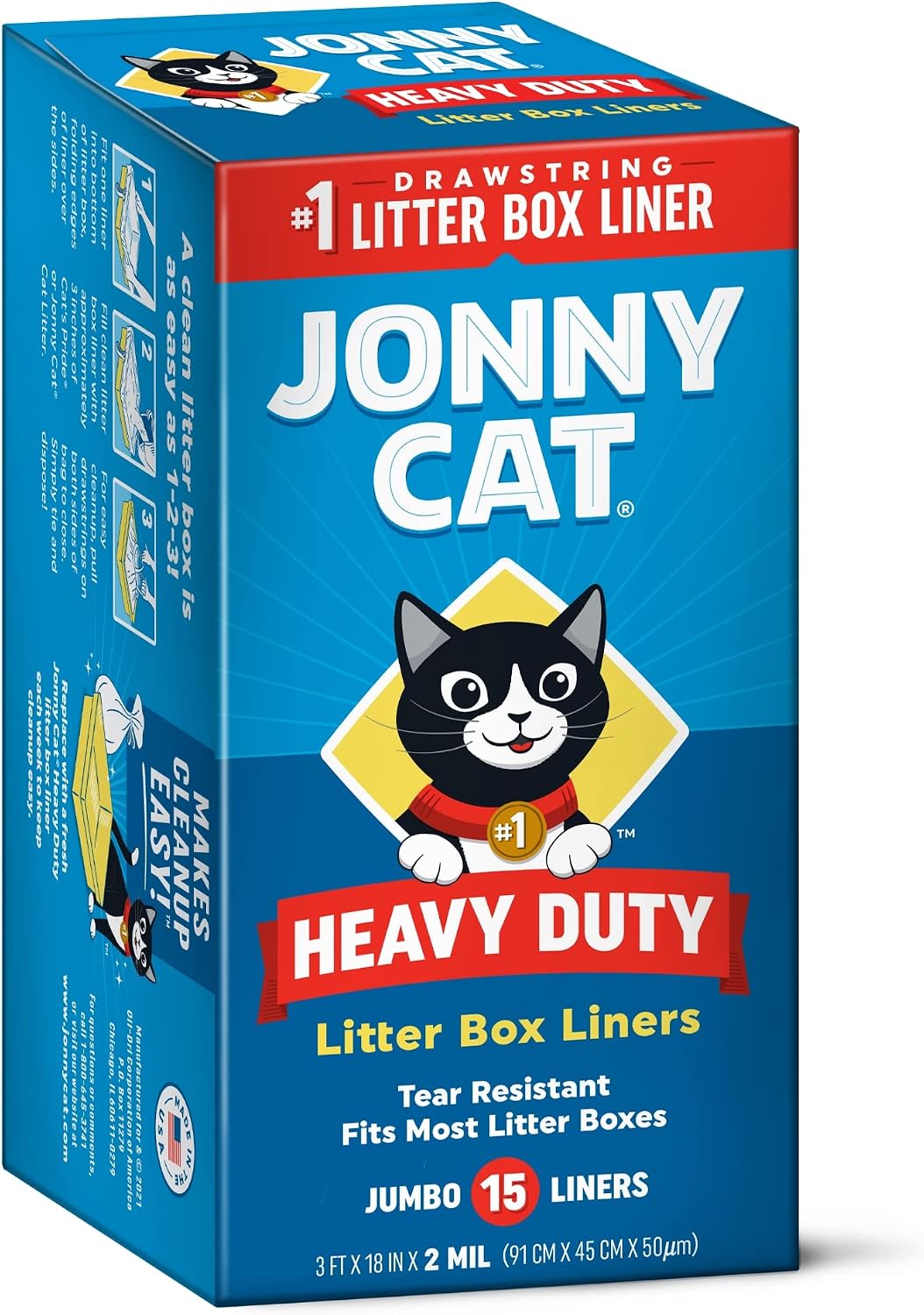 JONNY CAT Litter Box Liners, Heavy Duty, Jumbo, 15 count