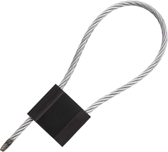 12 Inch Blank Black Pull Tight Galvanized Steel Cable Seal with 5mm Wire - 50 Pack