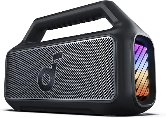 Soundcore Boom 2 Bluetooth 5.3 Hoparlör, 80W, BassUp 2.0, 24 Saat Pil Ömrü, IPX7 Su Geçirmez, LED Işık, USB-C, Siyah - A3138