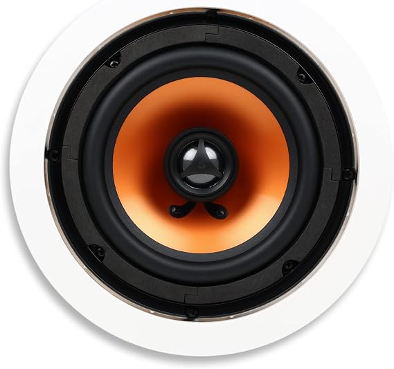 Micca M-6C 6.5-Inch 2-Way in-Ceiling Speaker, Round, Each, Paintable, White | 7.6-Inch Cutout Diameter, Whole House Audio, Home Theater, Indoor or Covered Outdoor, 6.5" Woofer, 1" Aimable Silk Tweeter