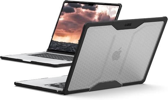 URBAN ARMOR GEAR UAG Designed for MacBook Air 15" Case M5 2026 M4 2025 M3 2024 - Translucent Clear Rugged Tactile Grip Laptop Protective Cover, Plyo Ice/Black