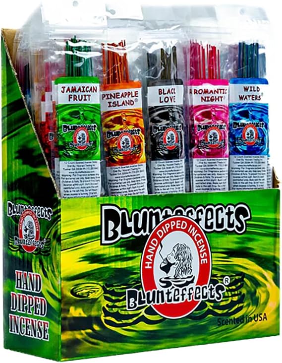 Blunteffects Hand-Dipped Incense Sticks 144-Pack, 12 Scents | Premium 144-Pack Variety Set, 12 Different Scents, 11" Long, USA-Made Aromatherapy, Long Burn Time - 60 Possible Scents