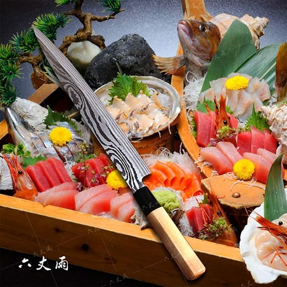 5Cr15Mov Stainless Steel Yanagi Sushi Sashimi Japanese Knife, 9.5'' (240mm), Wood Handle