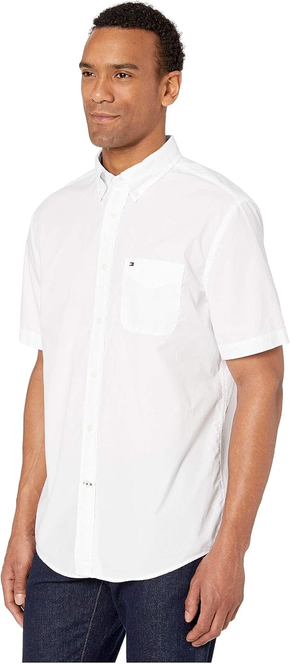 Tommy Hilfiger Mens Short Sleeve Button-Down Shirt