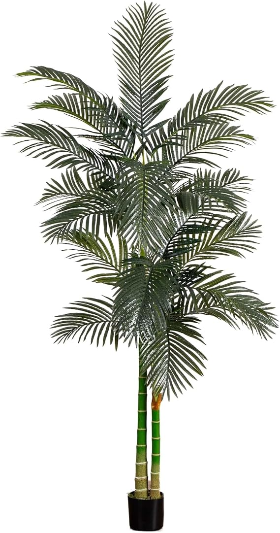 Nearly Natural 8 ft Artificial Golden Cane Palm Tree with Nursery Pot