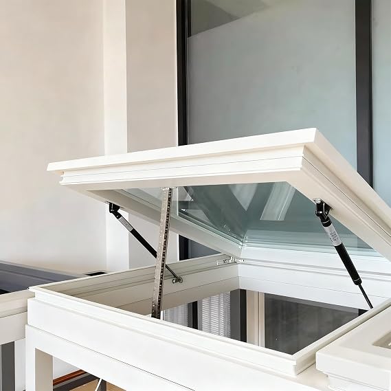 Skylights & Roof Windows, Tempered Glass Roof Hatch, Remote Control & Rain Sensor, Energy Efficient, Sunroom & Basement Skylight(White, 80x50cm/31.5x19.7in