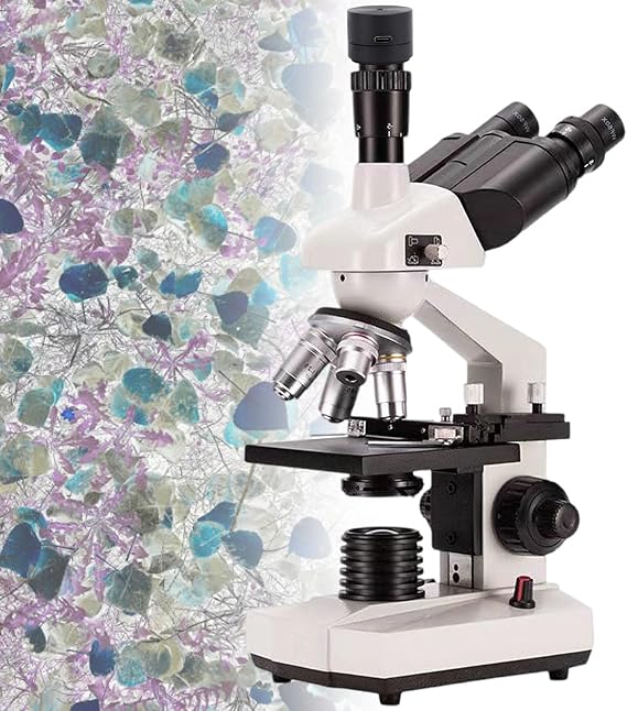 Compound Trinocular Microscope 40X-5000X Magnification with LED Illumination - Professional Lab Microscope for School and Clinical Use