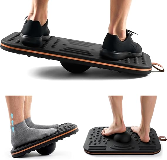 Balance Board For Standing desk,2-in-1 Dual-Sided Balance trainer & Anti-Fatigue Standing Mat,360-Degree Wobble Board For Home,Office | Adult Under Desk Dual-Sided Balance Board with 360-Degree Swivel Wobble,Anti-Fatigue & Foot Massage Design for Home Office