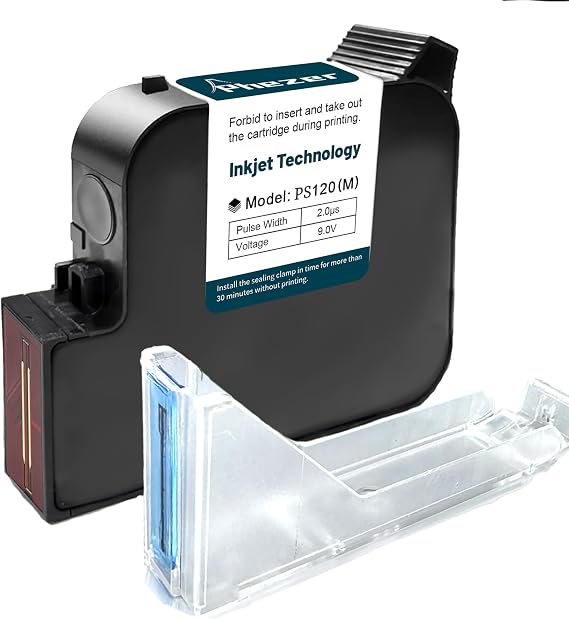 Phezer Original PS120 Quick Dry Ink Cartridge Replacement for 1 inch / 25.4mm Handheld Inkjet Printer and Mini Inkjet Printer, 1-inch 72ml Quick Dry Ink Cartridge, Durable and Waterproof (Black)