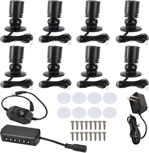 8pcs Mini Spotlight for Displays, Small LED Mini Spotlight Indoor | Daylight 6400k Dimmable LED Spot Lights,Display Lights for Plants Jewelry Showcase Model Display Shelves