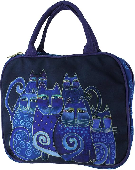 Laurel Burch Indigo Cats Cotton Cosmetics Travel Tote