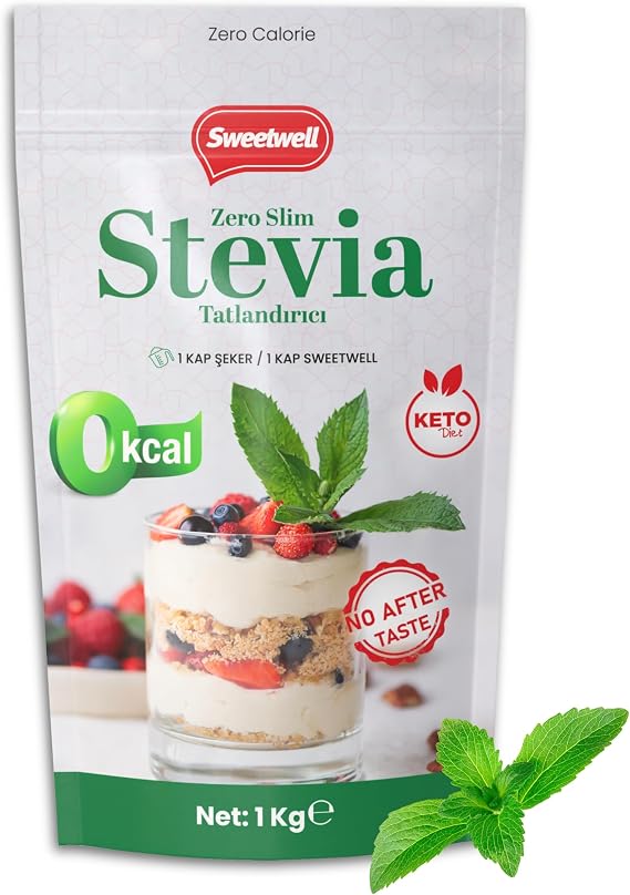 Sweetwell Zero Slim Stevia & Eritritol Tatlandırıcı 1 Kg Şekersiz, 0 Kalori, Keto ve Vegan Uyumlu