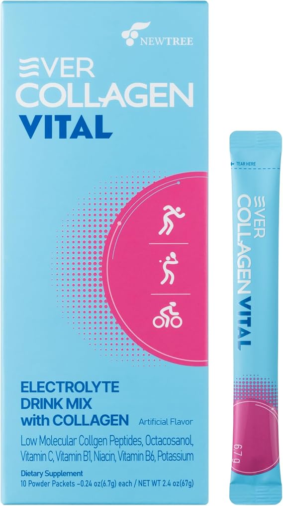 Vital | Electrolytes Powder No Sugar | Hydration Drink Mix with Hydrolyzed Collagen Peptide Powder | Recovery Drink After Exercise | 10 Stick Packets