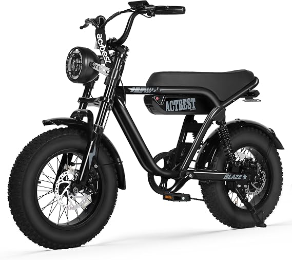 ACTBEST 16" Fat Tire Electric Bike for Adults/Teens, 1200W Peak Motor, 20+MPH & 55 Miles Long Range, Full Suspension All-Terrain eBike for Mountain,Snow,Sand