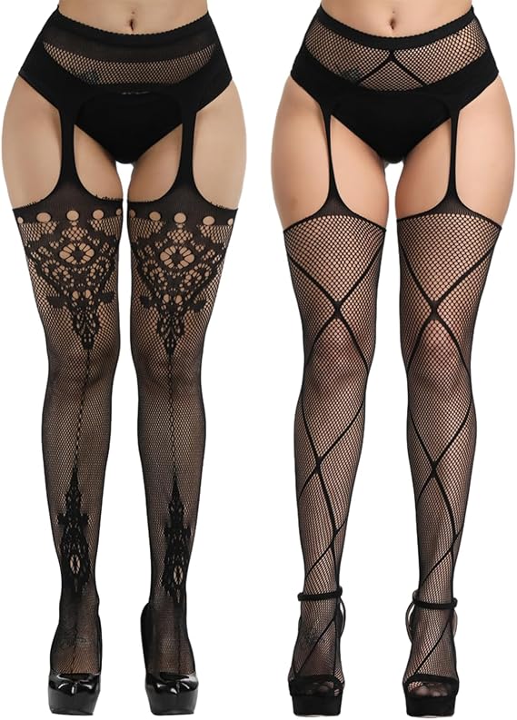 Plus Size Fishnet Stockings, Fishnet Tights Thigh High Stockings Pantyhose for Women
