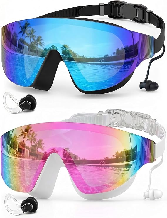 Zoomsnail Swimming Goggles, Frameless Swimming Goggles with Wide Vision, Anti Fog Anti-UV, No Leaking Pool Goggles for Men Women Adults