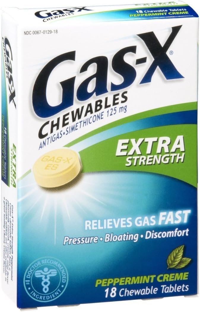 Gas-X Xstr Pep Crm Size 18s Gas-X Extra Strength Chewable Peppermint Cream Antigas