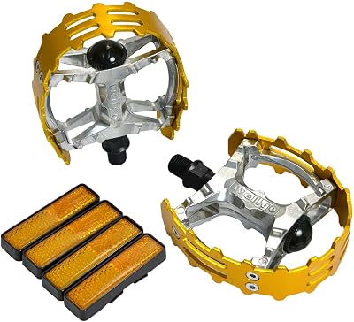 Wellgo Old School BMX MTB XC-II Bear Trap 12 Bicycle Pedals, Gold, WE2973