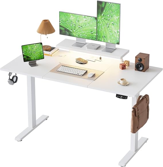 Klicelor Electric Standing Desk, Led & Plug, Movable Monitorstand, 140x60