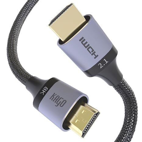 KAGO 8K HDMI 2.1 Cable 48Gbps Ultra High Speed Nylon Braided Cord 3FT