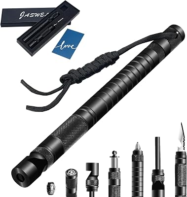 Gifts for Men Dad Husband 9 in 1 Survival Gear Kits with Fishing Tool Fire Starter Whistles Emergency Glass Breaker Bottle Opener and Compass for Outdoor Camping Hiking Hunting Travel