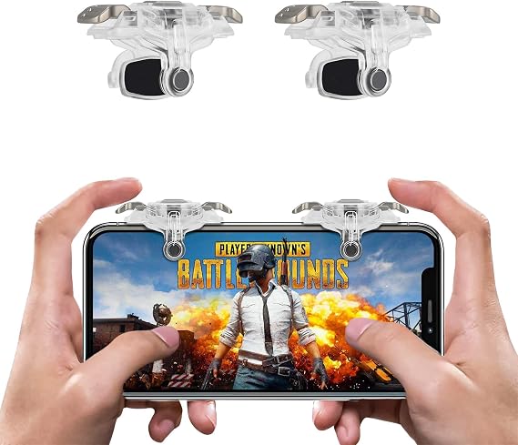 Newseego for PUBG Mobile Game Controller Trigger, Upgrade Version PUBG Mobile Game Trigger Double Sensitive Aim Shoot Keys Buttons for Rules of Survival/PUBG Triggers for All Smartphone-Transparent