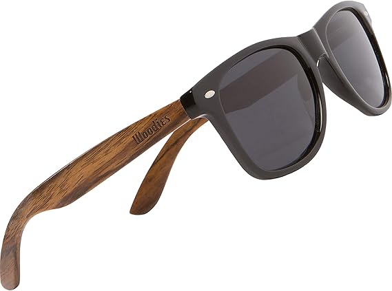 Woodies Walnut Wood Sunglasses with Black Polarized Lenses