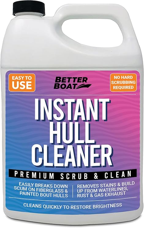 Fiberglass Boat Hull Cleaner, 1 Gallon Marine-Grade Stain Remover | Restorer, Deck Cleaner for Boats, Pontoons, Sailboats, Pro Wash Cleaning Supplies