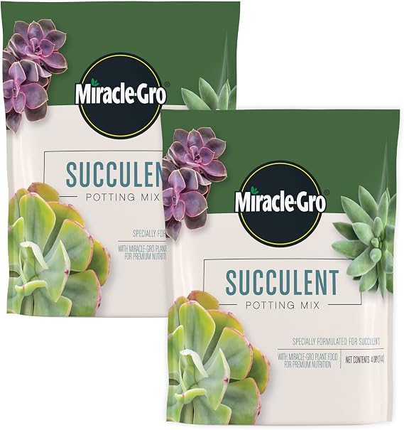 Miracle-Gro Succulent Potting Mix, 4 qt. (2-Pack) | Potting Soil Mix for Indoor Succulents, Aloe Vera and More, Made with Miracle-Gro Plant Food
