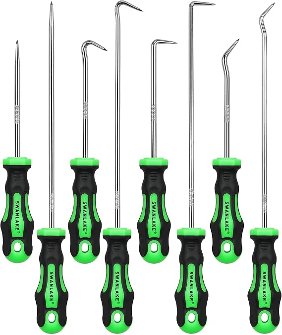 8-Piece Mini Hook and Pick Set, 4PCS 8.6'' & 4PCS 5.7'' Precision Automotive Picks Tools Set for Car Auto Oil Seal, Mechanic Lock Picking Kit, Puller Remover Tools
