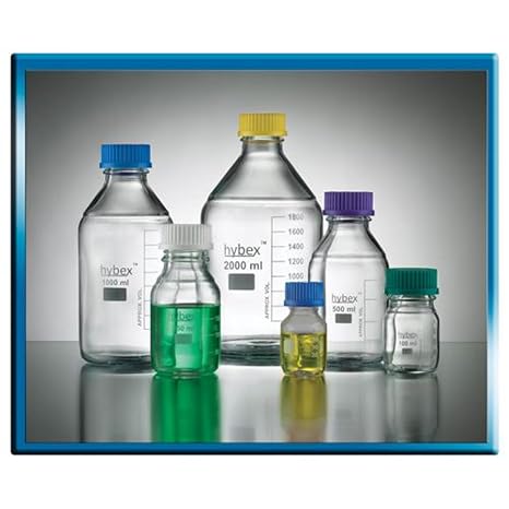 Benchmark Scientific B3000-250-P Hybex Borosilicate Glass Media Storage Bottle, 250 mL with Standard, Purple Cap (Pack of 10)