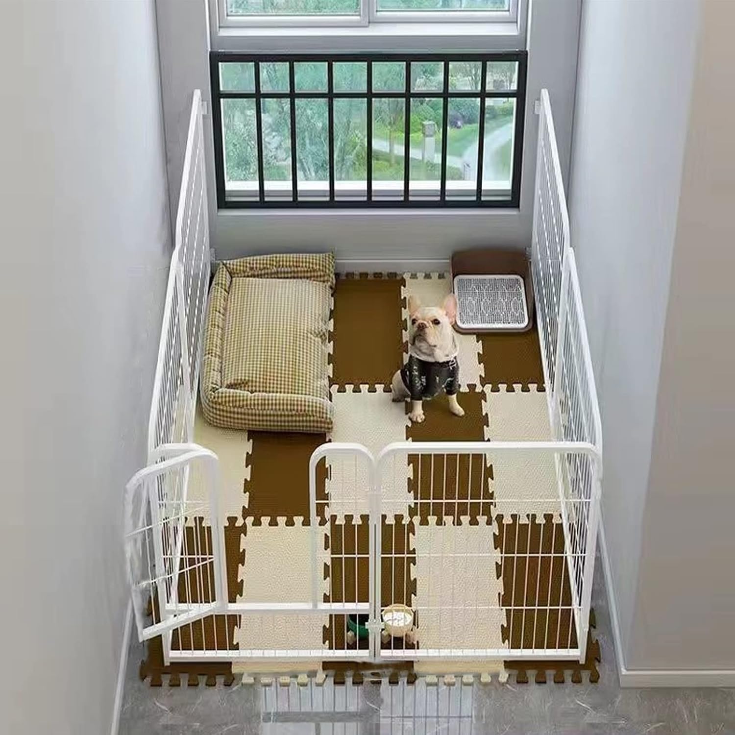 DIY Dog Fence Foldable Metal Dog And Pet Exercise Playpen Small Pet Exercise Playpen With Or Without Door, Small Animal Cage For Indoor Outdoor Use, Easy To Install (Color : White, Size :