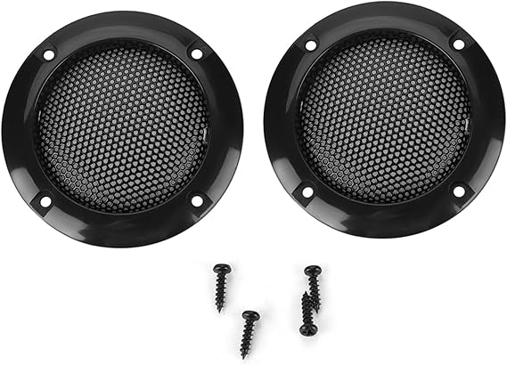 2Pcs 2inch Speaker Grill Cover, Speaker Decorative Steel Mesh Circle Car Speaker Protective Mesh Cover Replacement(Black)
